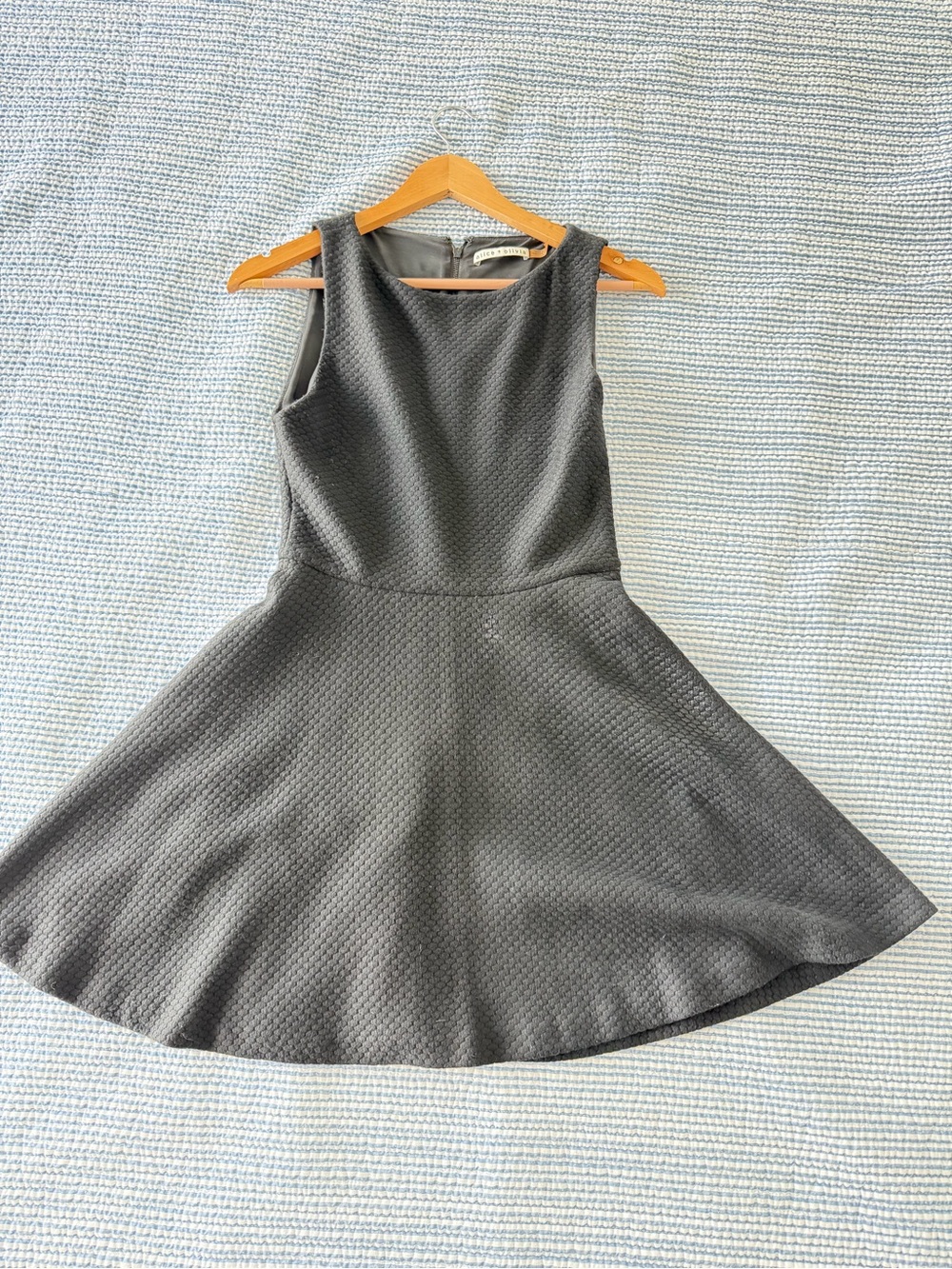 Sleeveless Textured Skater Dress in Dark